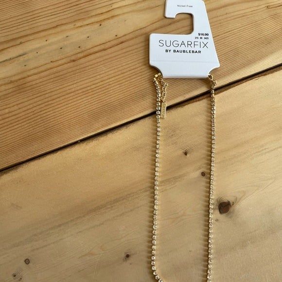 SUGAR FIX By BaubleBar Gold Crystal Baguette Collar Necklace - NEW!!! - Picture 4 of 9